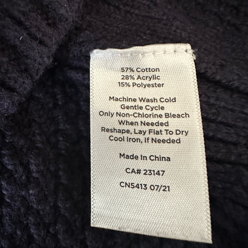 Talbots Mockneck Colorblock Sweater Size Large Blue Button Trim Cotton Blend - Picture 8 of 12